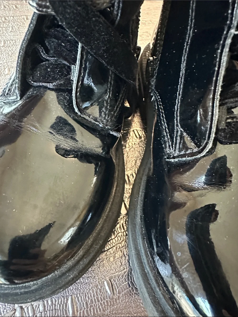 Geox Black Patent Lace-Up & Strap Kids Boots